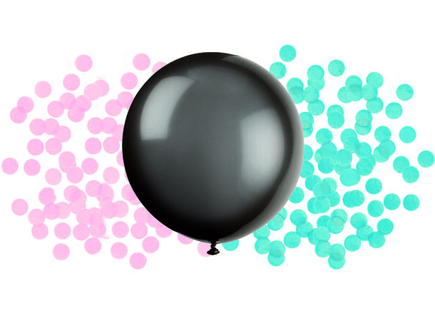Gender Reveal Rosa og Blå konfetti -Sort 1 Gummiballong  - 60cm (24")