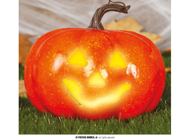 Gresskar lanterne med lys 1 Gresskar i skum - 11cm 