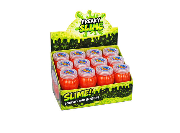 Gresskarkrukker med slim - oransje Display med 12 krukker 