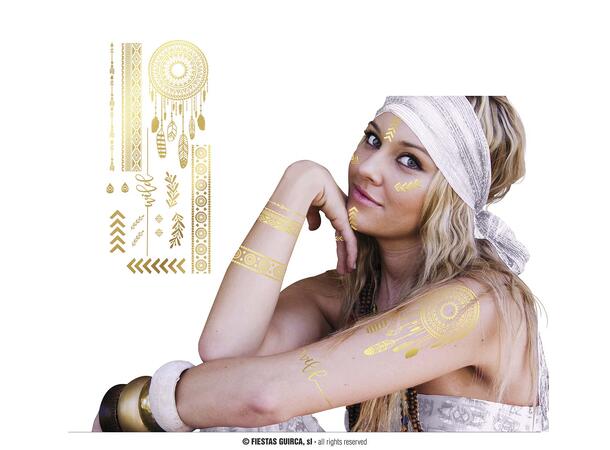 Gull Hippie tatovering 1 Ark med tatoveringer - 14x30cm 