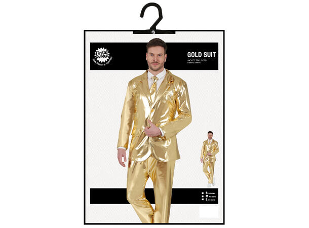 Gulldress - Bukse,jakke og slips 1 Herrekostyme - str 52-54 (L) 
