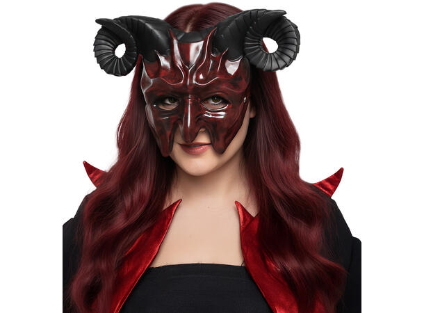 Halvmaske - Djevel med horn 1 Maske i PVC 