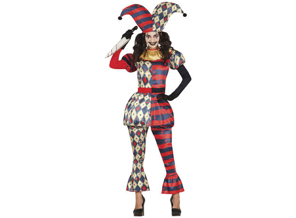 Harlequin - Rød/Blå/Hvit - 4 deler 1 Damekostyme - str 38-40 (M) 