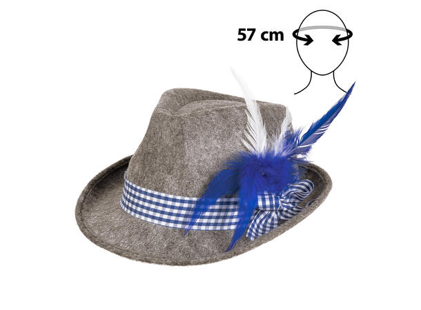 Hatt Oktoberfest - Wiesn - Blå 1 Hatt til voksen - 57cm 