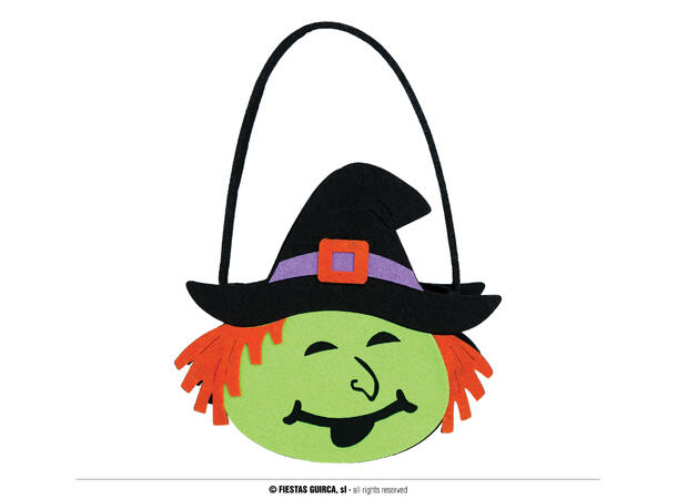 Heksekurv i filt m/hatt 1 Kurv i filt - 13x16cm 