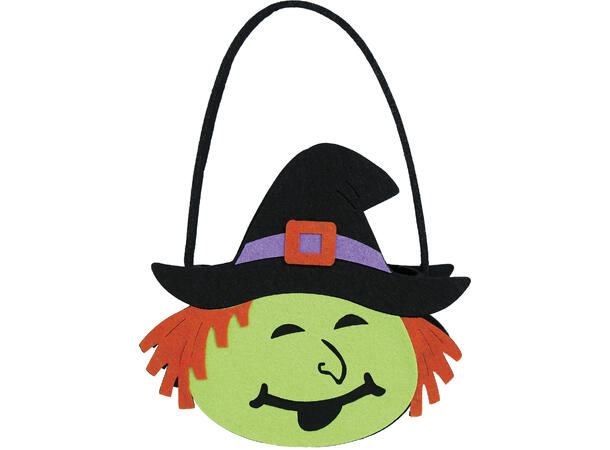 Heksekurv i filt m/hatt 1 Kurv i filt - 13x16cm 