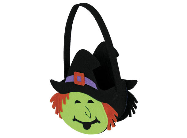 Heksekurv i filt m/hatt 1 Kurv i filt - 13x16cm 