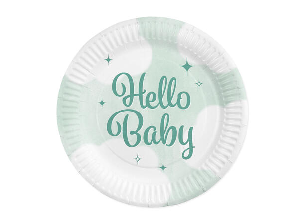 Hello Baby 8 Tallerkener i papp _ 23cm 