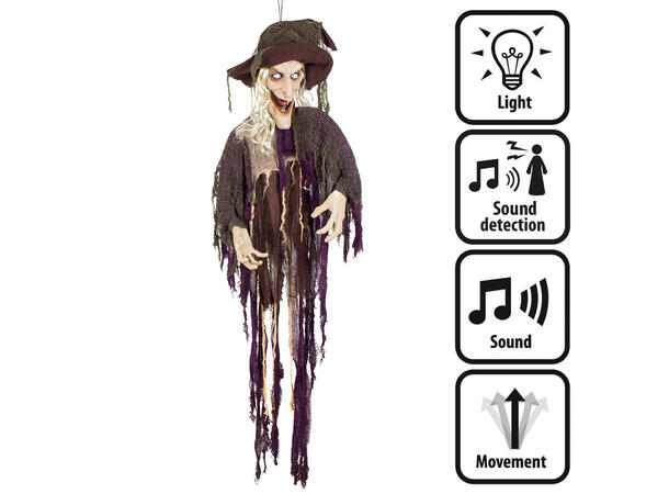 Hengende heks m/Lys/Lyd/Bevegelse 1 Figur - 170cm 