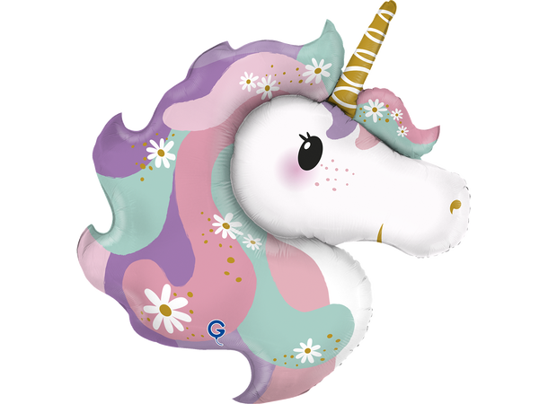 Hippie Unicorn 1 Folieballong med form - (74x82 cm) 