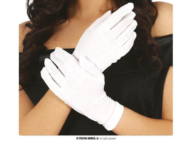 Hvite hansker til dame - 23cm 1 Par hansker i stoff - Onesize 