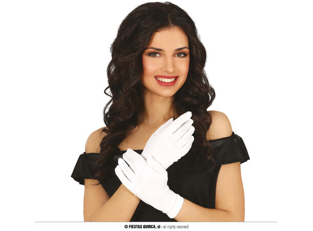 Hvite hansker til dame - 23cm 1 Par hansker i stoff - Onesize 
