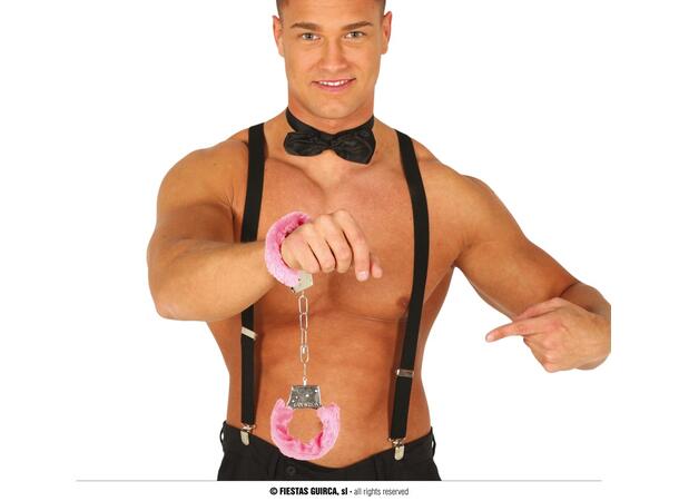 Håndjern - Rosa med pels 1 Par håndjern  til voksen 