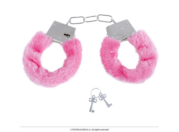 Håndjern - Rosa med pels 1 Par håndjern  til voksen 