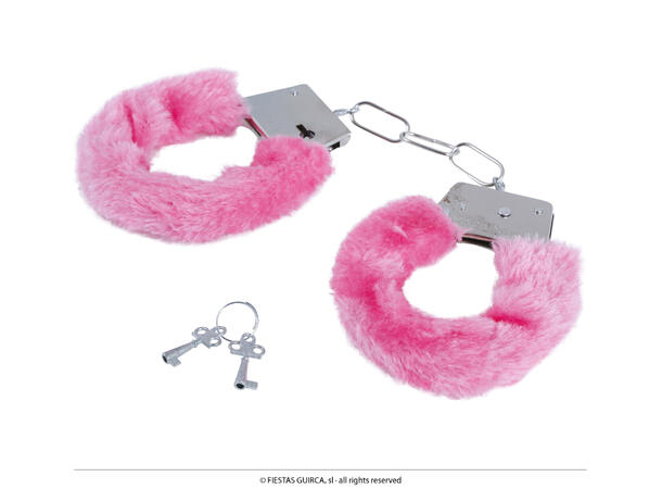 Håndjern - Rosa med pels 1 Par håndjern  til voksen 