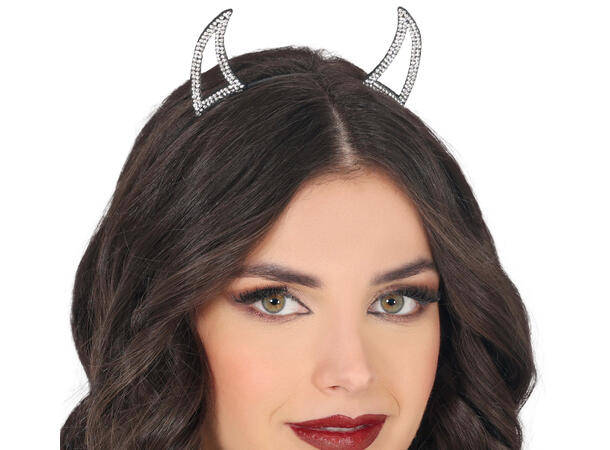 Hårbøyle - Djevelhorn - sølvstener 1 Hårbøyle i PVC 