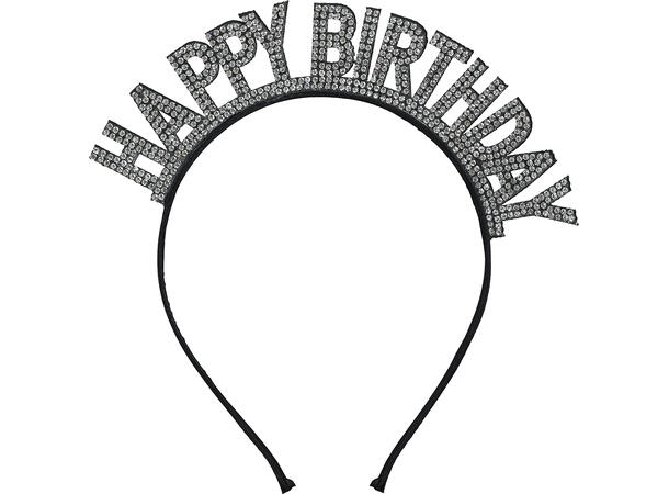 Hårbøyle sølv - "HAPPY BIRTHDAY" 1 Hårbøyle i plast til voksen 