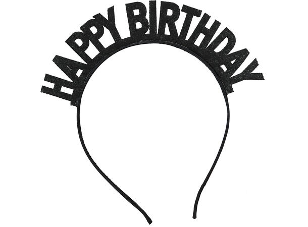 Hårbøyle sølv - "HAPPY BIRTHDAY" 1 Hårbøyle i plast til voksen 