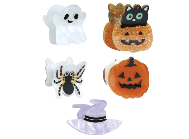 Hårklyper - 5 Ass Halloweendesign 5 Hårspenner i metall/PVC 