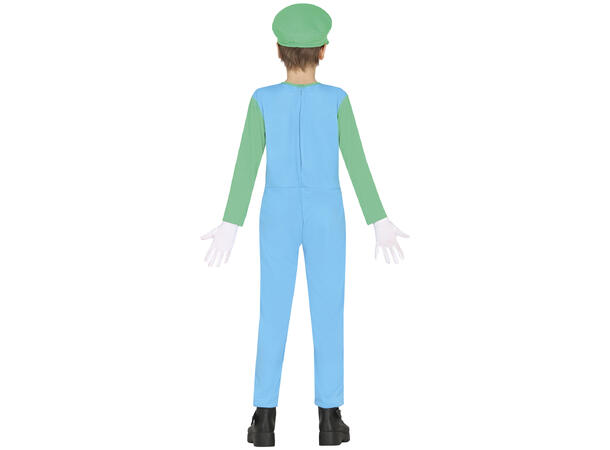 Italiensk rørlegger - Grønn 1 Barnekostyme til gutt - Str 5-6 År 