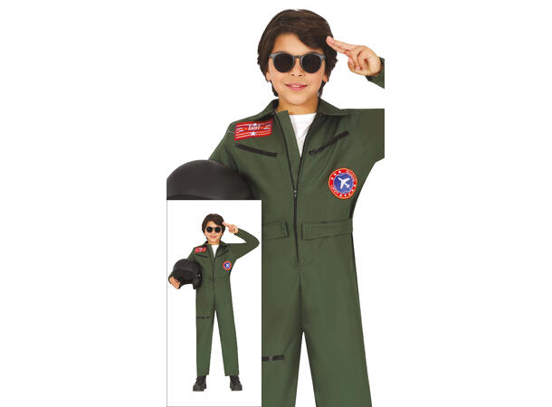 Jagerpilot barn 1 Barnekostyme til gutt - Str 7-9 År 