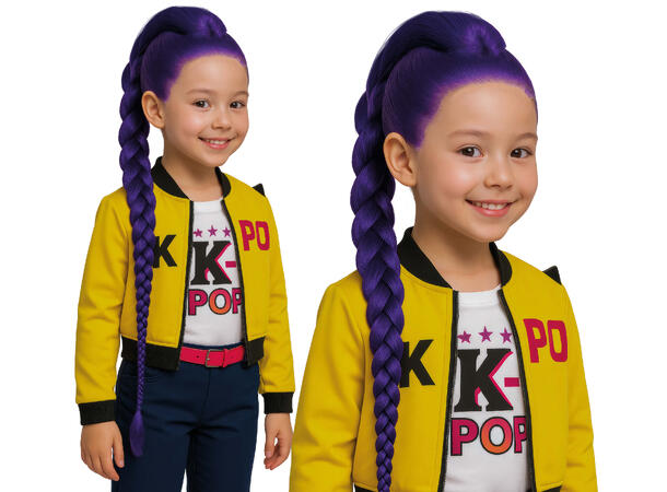 K-pop - Mystic braid - Parykk  m/flette 1 Parykk i kunstig hår til barn 