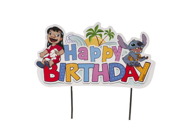 Kaketopp - Stitch 1 Kaletopp på pinner i papir - 17,5cm 