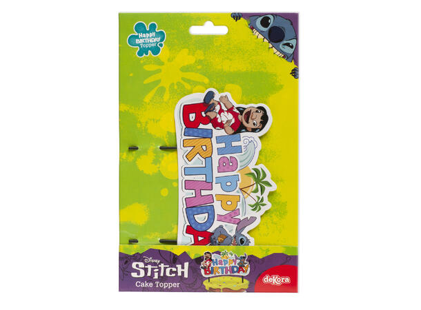 Kaketopp - Stitch 1 Kaletopp på pinner i papir - 17,5cm 