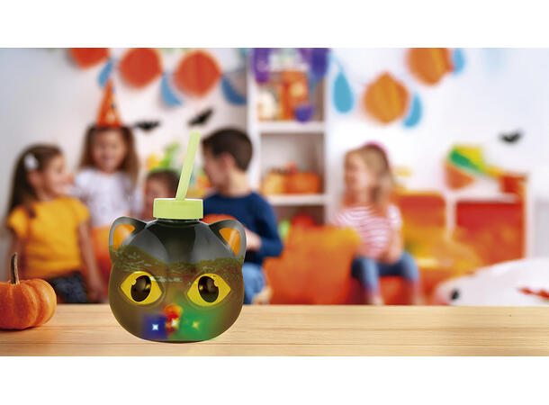 Kattekopp  m/lys 1 Kopp m/lokk og sugerør m/lys - 17cm 