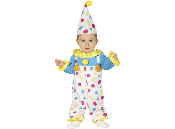 Klovn med prikker - Fargerik 1 Babykostyme - Str 18-24 Mnd 