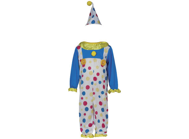 Klovn med prikker - Fargerik 1 Babykostyme - Str 18-24 Mnd 