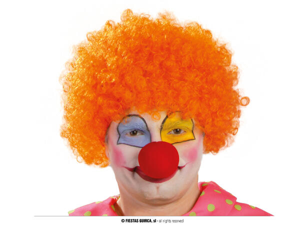 Klovneparykk m/krøller - Oransje 1 Parykk i syntetisk hår til voksen 