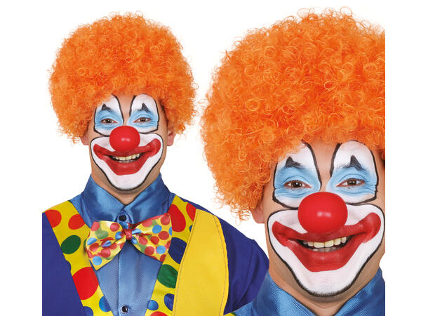 Klovneparykk m/krøller - Oransje 1 Parykk i syntetisk hår til voksen 