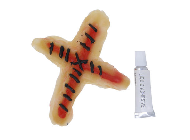 Korsarr med sting 1 Kunstig arr i lateks m/lim 