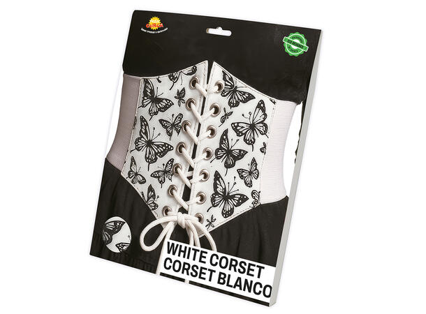 Korsett til voksen - Hvit m/sommerfugler 1 Korsett i polyester - onesize 