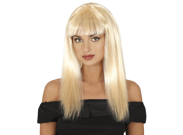 Lang parykk med lugg - Blond 1 Parykk i syntetisk hår - 120gr - Dame 