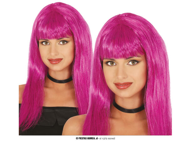 Lang parykk med lugg - Lilla 1 Parykk i syntetisk hår - 120gr - Dame 