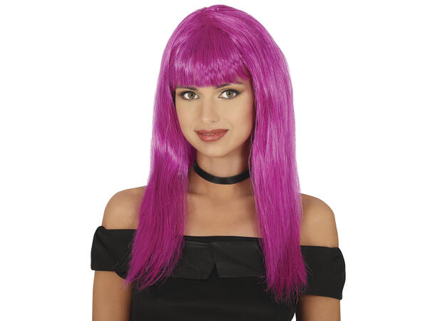 Lang parykk med lugg - Lilla 1 Parykk i syntetisk hår - 120gr - Dame 