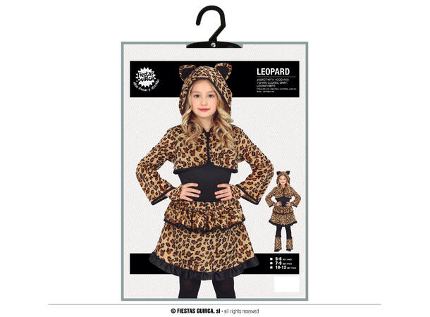 Leopardkostyme - 6 deler 1 Barnekostyme til jente - Str 10-12 År 