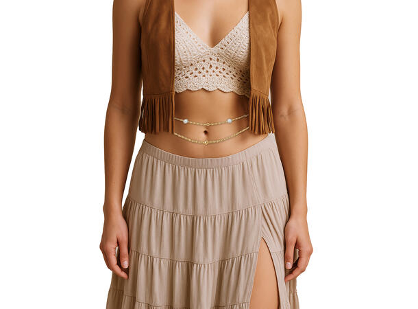 Magekjede i gull med sølvstener 1 Magekjede i metall/PVC 