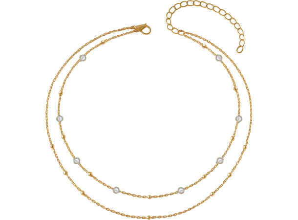 Magekjede i gull med sølvstener 1 Magekjede i metall/PVC 