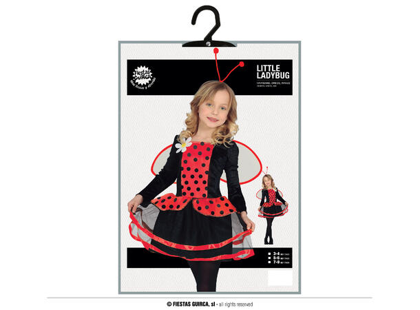 Marihøne - Sort/Rød 1 Barnekostyme til jente - Str 5-6 År 