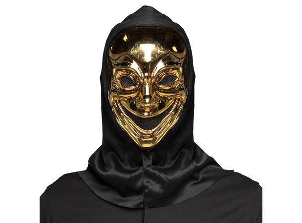Maske - Crazy Killer - Gull m/sort hette 1 Maske til voksen 