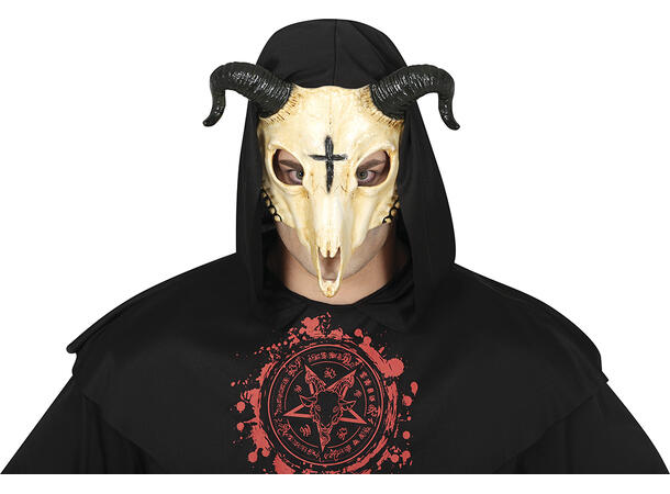 Maske - Hodeskall bukk med horn 1 Maske i PVC 