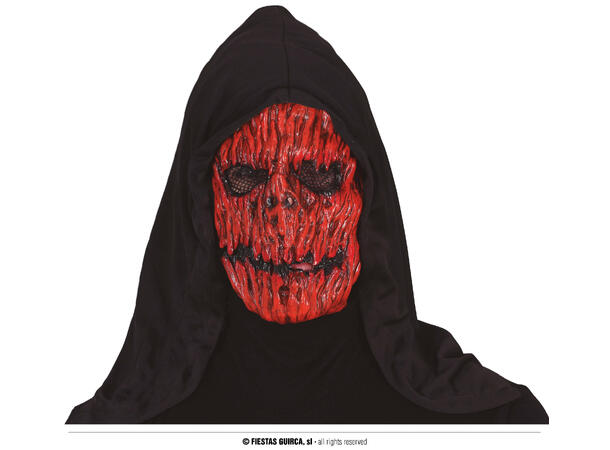 Maske - Skummelt gresskar - m/hette 1 Maske med hette i vinyl/polyester 