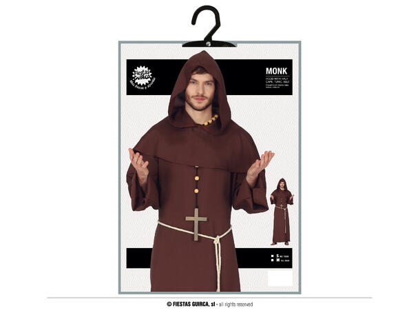 Monkekutte m/belte, hette, kappe - Brun 1 Herrekostyme - str 48-50 (M) 