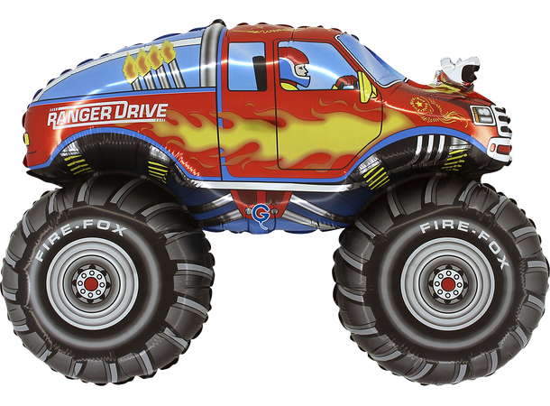 Monster truck - rød 1 Folieballong med form - (77x48 cm) 
