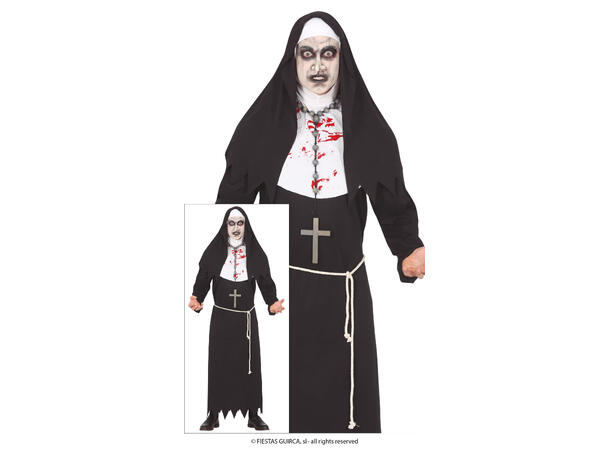 Munkekutte m/belte og hodeplagg - Sort 1 Herrekostyme - str 52-54 (L) 