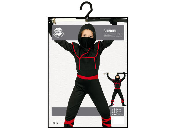 Ninjakostyme - Shinoby 1 Barnekostyme til gutt - Str 5-6 År 