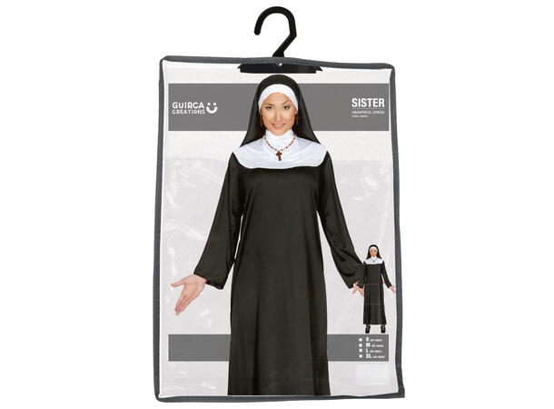 Nonne - Sort lang - Drakt og hodeplagg 1 Damekostyme - str 44-46 (XL) 